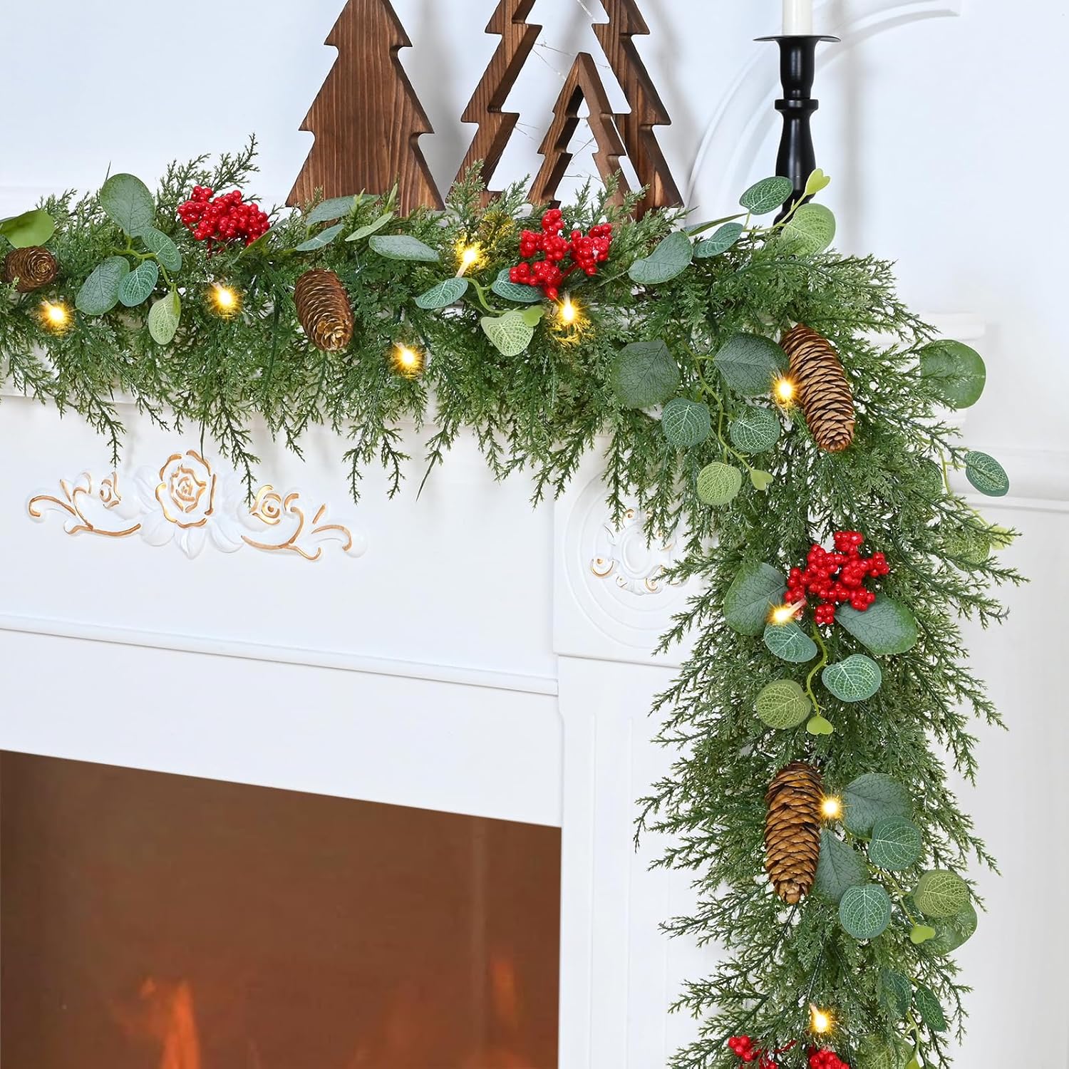 5.9FT Pre-lit Christmas Garland with Lights, Cedar Greenery for Home Table, Mantel, Stair Railing – Indoor Outdoor Xmas Decor 1Pcs
5.9FT Pre-lit Christmas Garland with Lights, Cedar Greenery for Home Table, Mantel, Stair Railing – Indoor Outdoor Xmas Decor 1Pcs