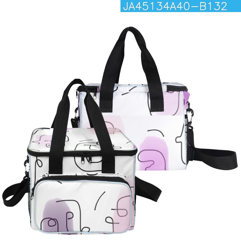 Хип-хоп Популярный Модный Новинка Странные линии 3D-печать Большая сумка для ланча через плечо Термоизоляция Сумки для еды Сумки для льда чистый