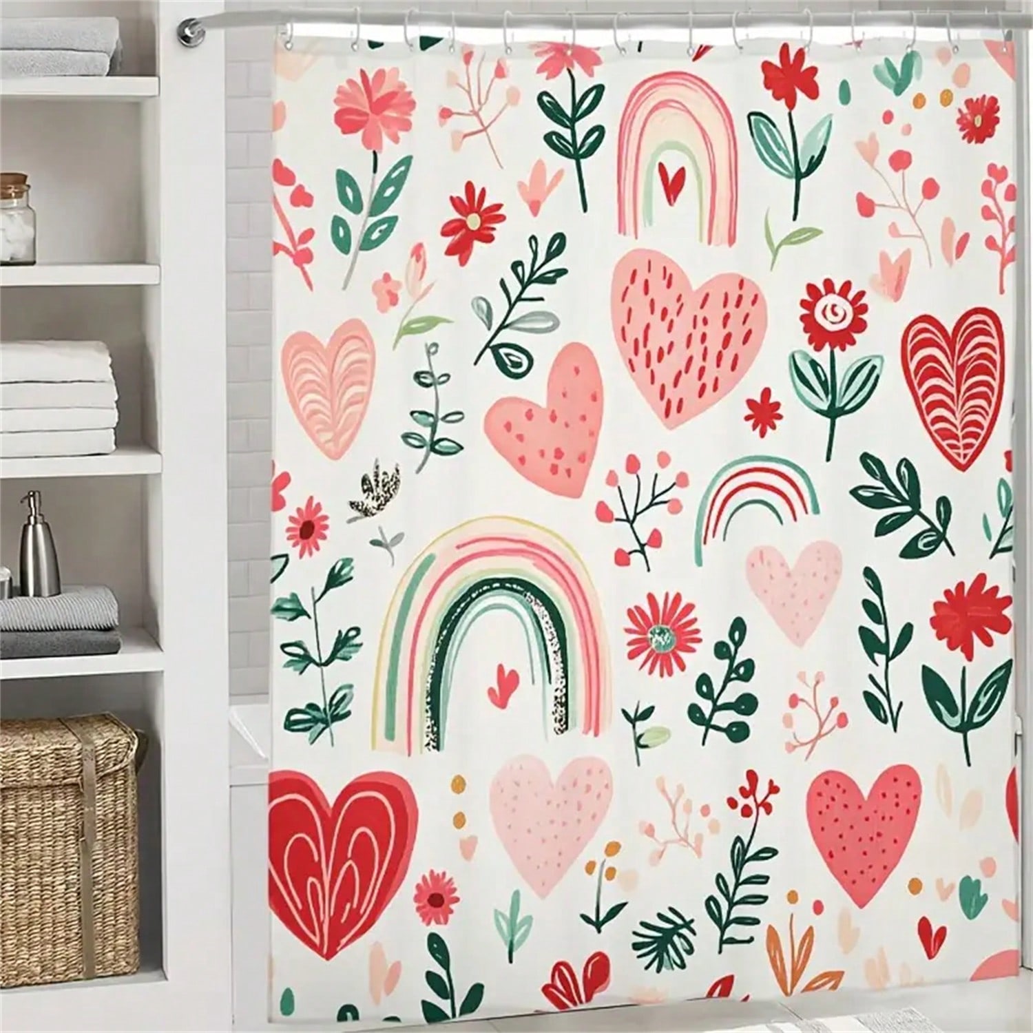 Whimsical Hearts and Rainbows Shower Curtain - Anti-Mold, Waterproof Bathroom Decor, Unique Gift, Stylish Design, Fun W90XH180cm
Whimsical Hearts and Rainbows Shower Curtain - Anti-Mold, Waterproof Bathroom Decor, Unique Gift, Stylish Design, Fun W90XH180cm