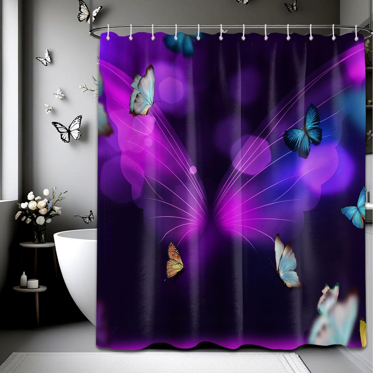 Butterfly Shower Curtain Woman Dark Purple Fantasy Bathroom Decor, Waterproof Fabric with Hooks, 70 W X 72 L 90x180cm
Butterfly Shower Curtain Woman Dark Purple Fantasy Bathroom Decor, Waterproof Fabric with Hooks, 70 W X 72 L 90x180cm
