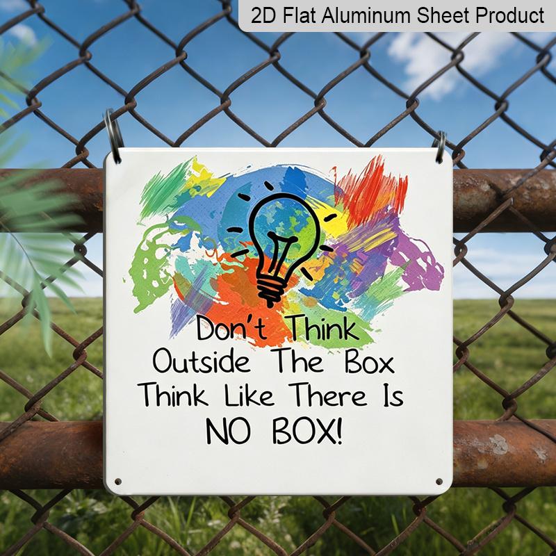 2D Flat, 1pc Vintage Aluminium Metal Sign, Outdoor Decorative Wall Sign, Inspirational Creativity Quote Decor, for THINK Outside The Box , Home Wall 20*20cm
2D Flat, 1pc Vintage Aluminium Metal Sign, Outdoor Decorative Wall Sign, Inspirational Creativity Quote Decor, for THINK Outside The Box , Home Wall 20*20cm