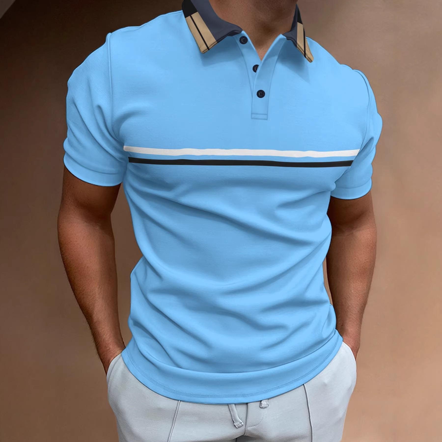 Men Summer Fashion New Short Sleeve Business Casual Polo Shirt Men Clothes Spell Color Tops 3XL небо синє кольору
Men Summer Fashion New Short Sleeve Business Casual Polo Shirt Men Clothes Spell Color Tops 3XL небо синє кольору