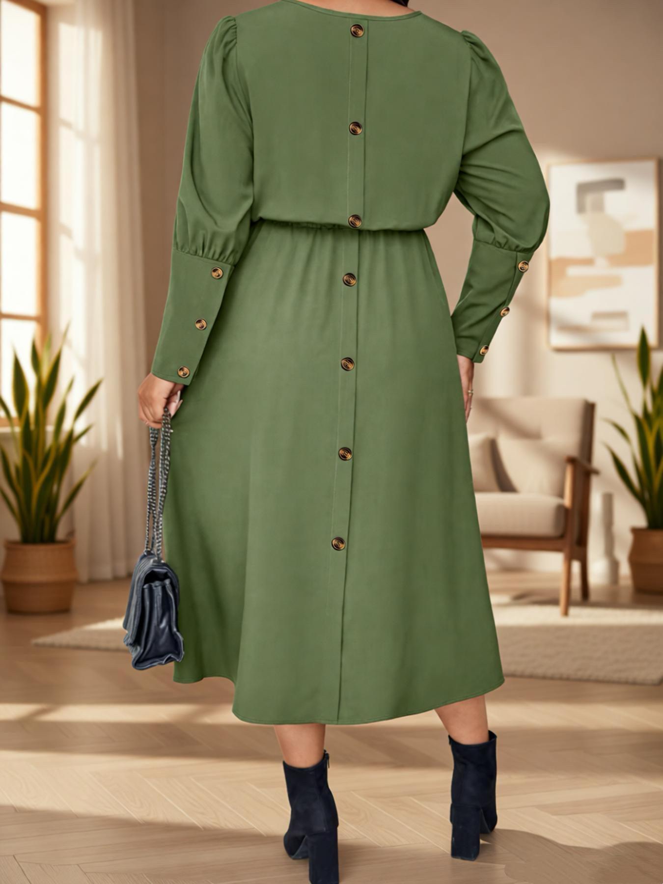Olive Green Lantern Sleeve Plus Size Waist-Cinched Dress 2XL оливковое зеленый
Olive Green Lantern Sleeve Plus Size Waist-Cinched Dress 2XL оливковое зеленый