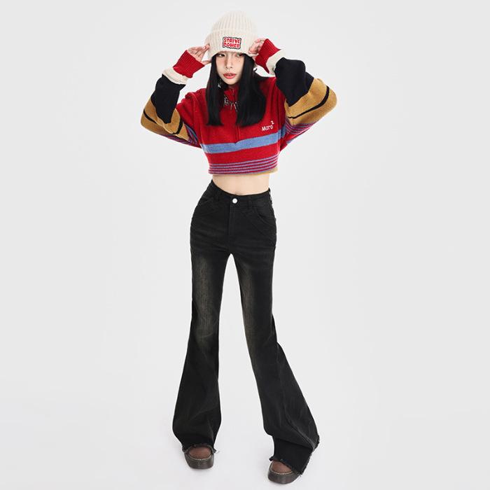 Women s Black-Gray Micro-Flare Jeans: Stretchy, Slimming Bell Bottoms for Fall/Winter, Spicy and Stylish. Extra Large
Women s Black-Gray Micro-Flare Jeans: Stretchy, Slimming Bell Bottoms for Fall/Winter, Spicy and Stylish. Extra Large