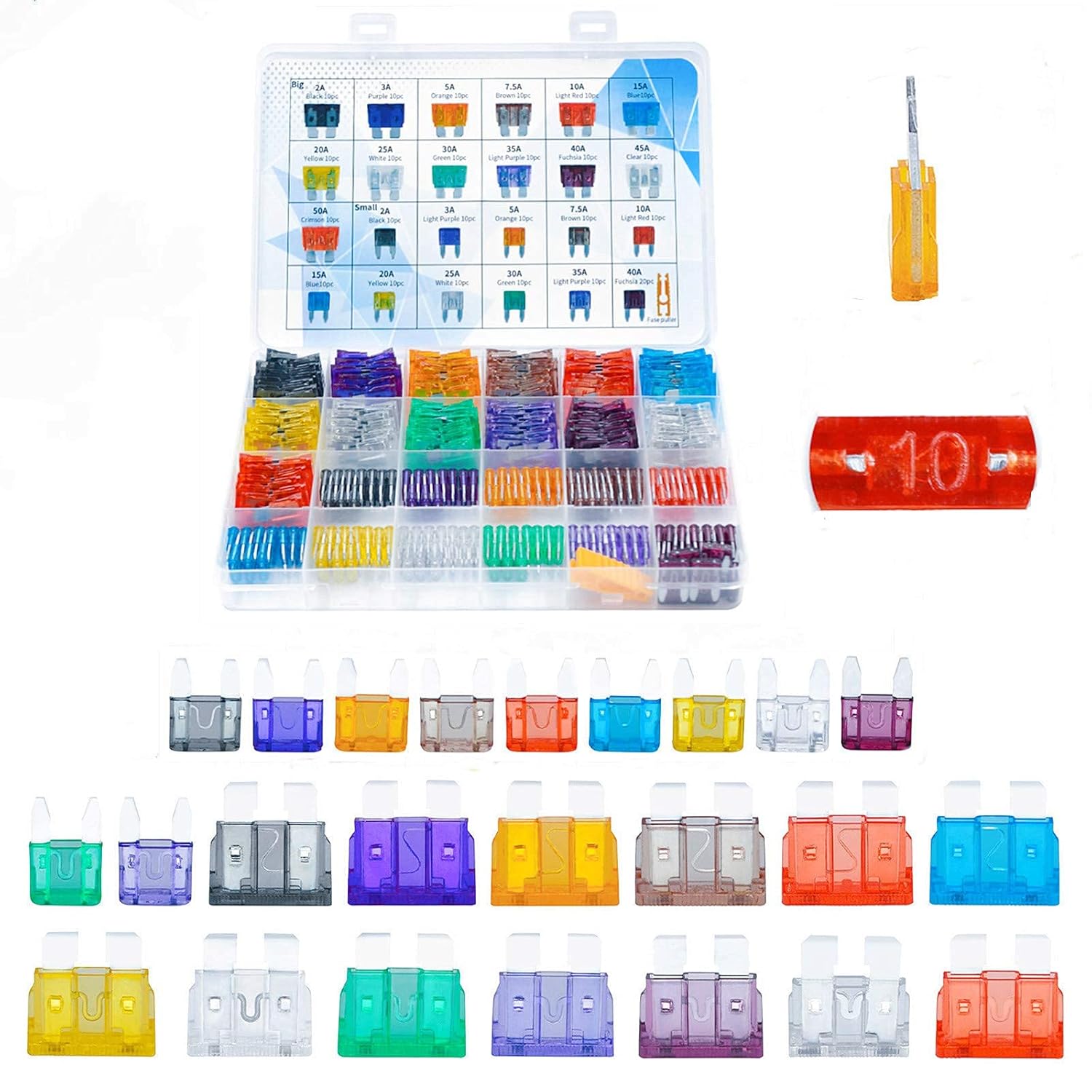 AHL 250PCS Car Blade Fuses Assortment Kit Standard & Mini Auto Fuses 2A/ 3A/ 5A/ 7.5A/ 10A/ 15A/ 20A/ 25A/ 30A/ 35A/ 40A/ 45A/ 50A for Automotive
AHL 250PCS Car Blade Fuses Assortment Kit Standard & Mini Auto Fuses 2A/ 3A/ 5A/ 7.5A/ 10A/ 15A/ 20A/ 25A/ 30A/ 35A/ 40A/ 45A/ 50A for Automotive