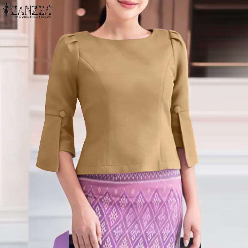 ZANZEA Women Casual Round Neck Split 3/4 Sleeve Summer Loose Blouse 5XL світло-синій колір
ZANZEA Women Casual Round Neck Split 3/4 Sleeve Summer Loose Blouse 5XL світло-синій колір