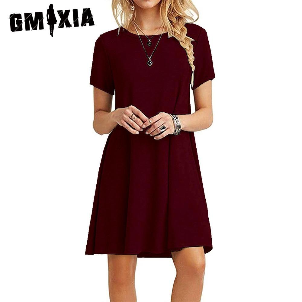 GMXIA Женская мода лето весна однотонный принт с коротким рукавом и круглым вырезом повседневные платья XXL бордовый
GMXIA Женская мода лето весна однотонный принт с коротким рукавом и круглым вырезом повседневные платья XXL бордовый