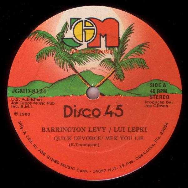 12inch Record BARRINGTON LEVY & LOUIE LEPKIE / JO - Quick Devorce & Mek You Lie / G Wa JGMD8124 Joe Gibbs Music 1980 US Reggae, Ska & Dub Used
12inch Record BARRINGTON LEVY & LOUIE LEPKIE / JO - Quick Devorce & Mek You Lie / G Wa JGMD8124 Joe Gibbs Music 1980 US Reggae, Ska & Dub Used