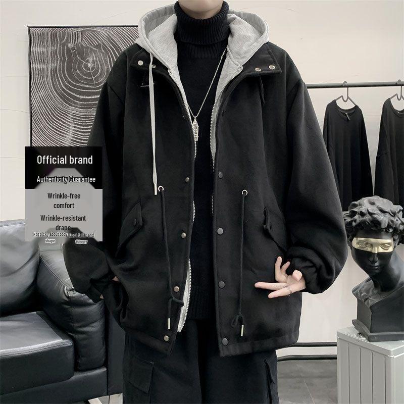Men s Korean Style Loose Hooded Woolen Coat - Fake Two-Piece, Dark Style, High Street Trendy for Spring/Autumn XL (115-135 jin) чорний
Men s Korean Style Loose Hooded Woolen Coat - Fake Two-Piece, Dark Style, High Street Trendy for Spring/Autumn XL (115-135 jin) чорний