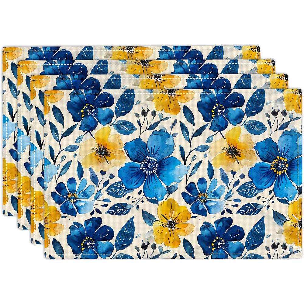 4pcs Floral Placemats Set of 4 Blue Yellow Flowers Watercolor Table Mats Washable Place Mats for Home Party Kitchen Outdoor 30x45cm-4PC
4pcs Floral Placemats Set of 4 Blue Yellow Flowers Watercolor Table Mats Washable Place Mats for Home Party Kitchen Outdoor 30x45cm-4PC