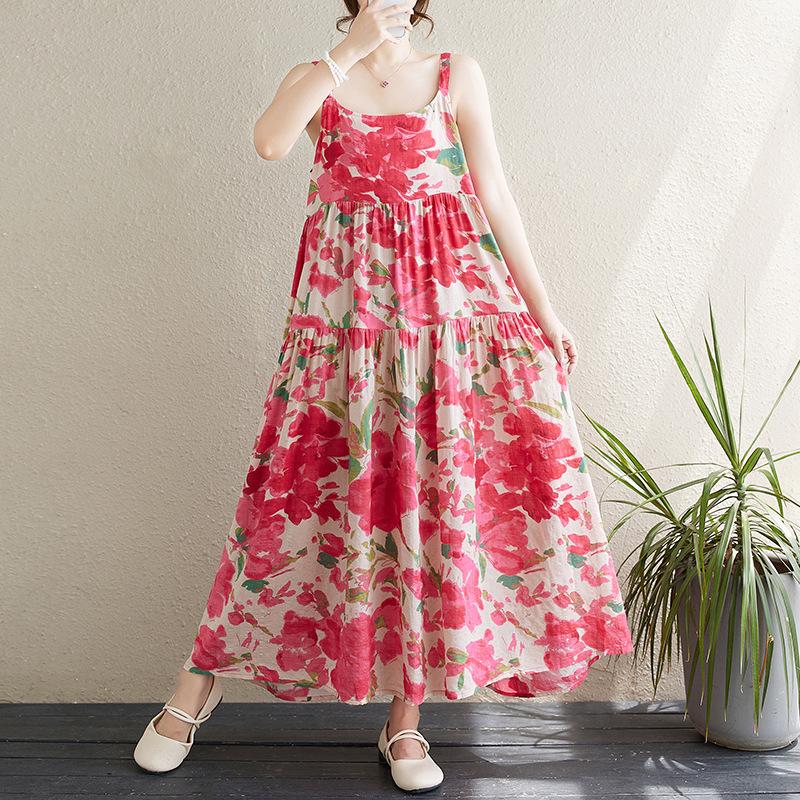 2024 Summer Cotton Linen Spaghetti Strap Long Dress with Large Hem and Slimming Cake Skirt One Size
2024 Summer Cotton Linen Spaghetti Strap Long Dress with Large Hem and Slimming Cake Skirt One Size