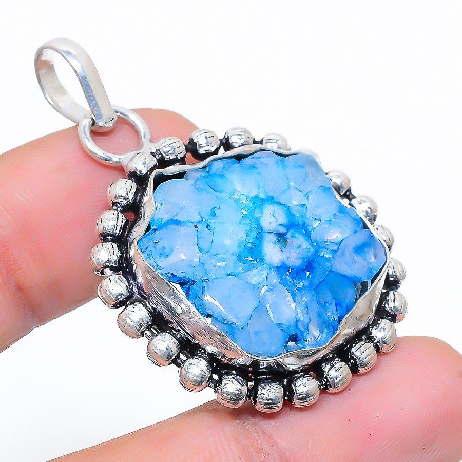 Natural Blue Solar Quartz Gemstone 925 Sterling Silver Pendant 1.77 K6F27 
Natural Blue Solar Quartz Gemstone 925 Sterling Silver Pendant 1.77 K6F27