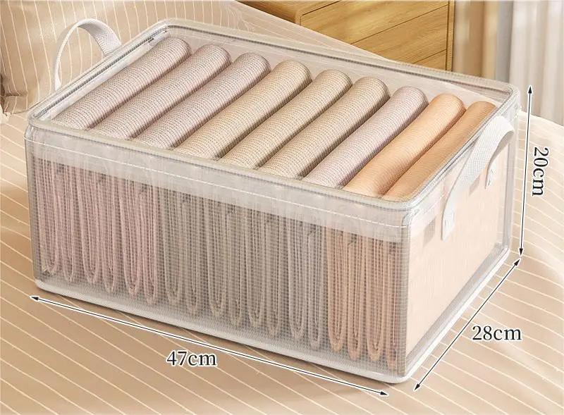 PVC steel frame storage box with lid, clothes, underwear storage box, household universal foldable clothing, pants storage 47 28 20cm
PVC steel frame storage box with lid, clothes, underwear storage box, household universal foldable clothing, pants storage 47 28 20cm