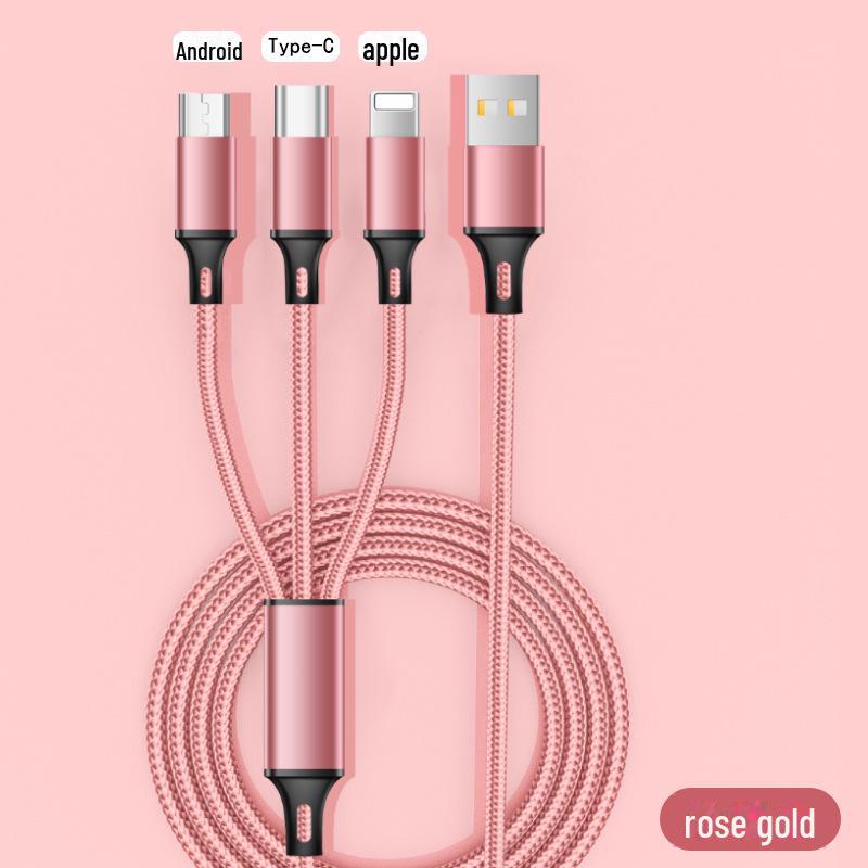3-in-1 Fast Charging Braided Cable for Huawei, Apple USB Devices: Portable Multi-Device Charger 3-in-1 1.2m рожевий колір золота
3-in-1 Fast Charging Braided Cable for Huawei, Apple USB Devices: Portable Multi-Device Charger 3-in-1 1.2m рожевий колір золота