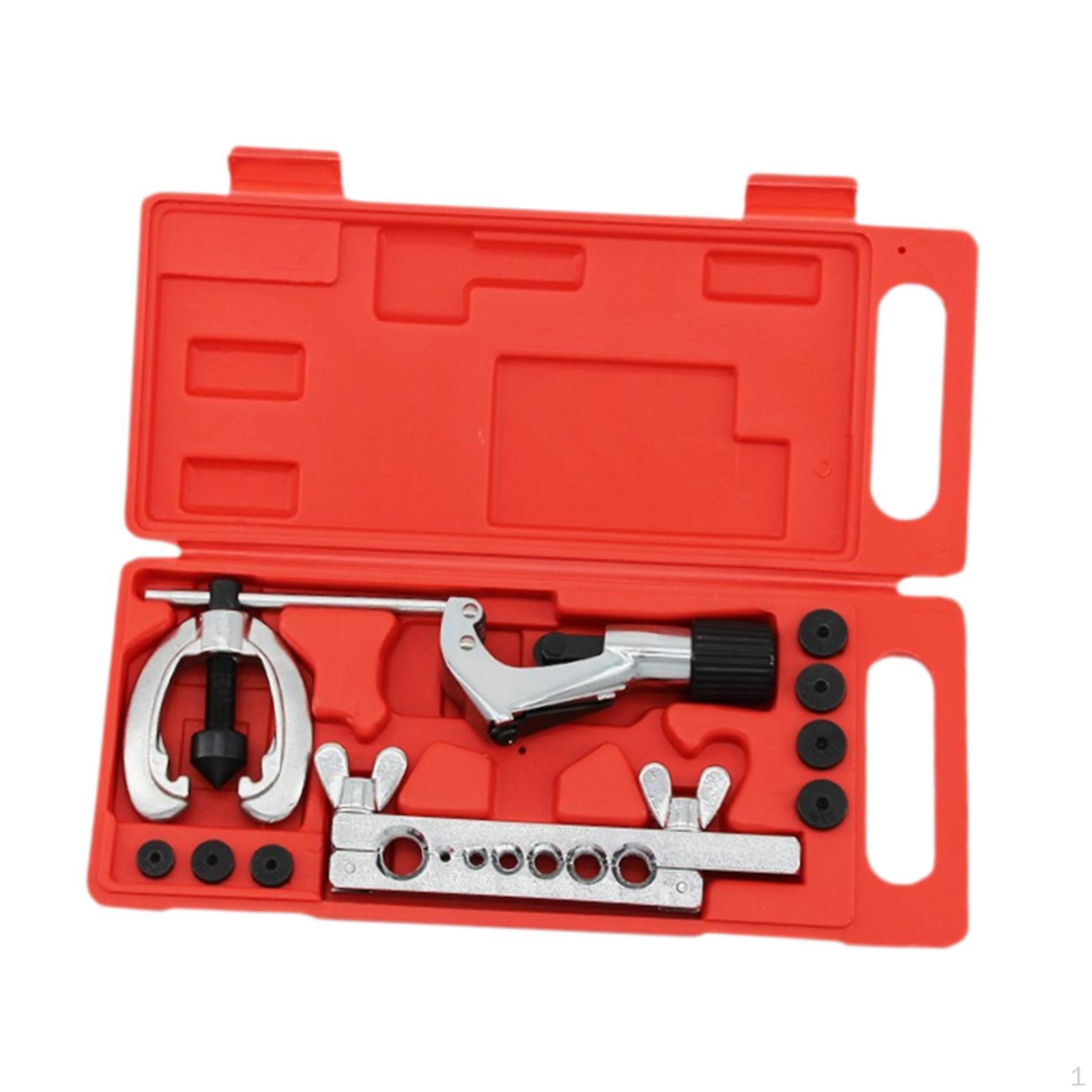 Brake Flaring Tool Kit with 7 Adapters for Copper Pipe And Aluminum Tube 10pcs
Brake Flaring Tool Kit with 7 Adapters for Copper Pipe And Aluminum Tube 10pcs