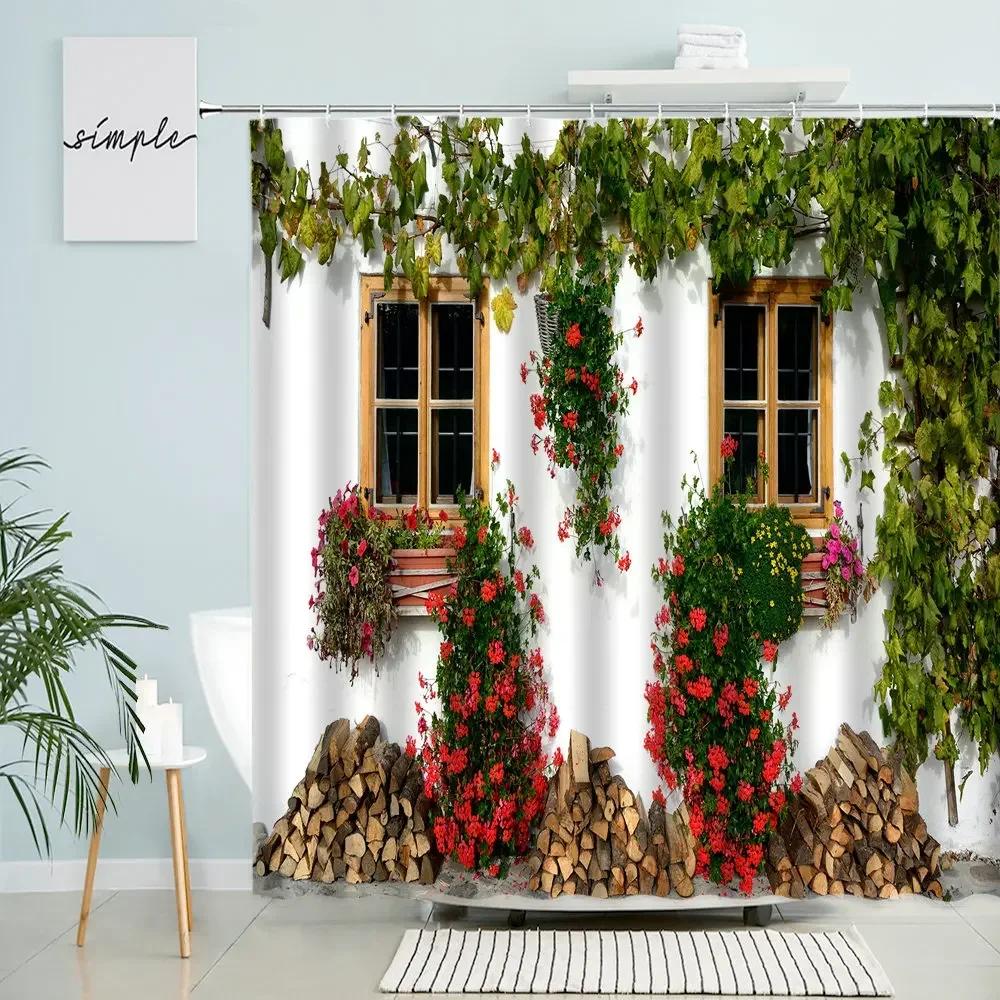 European Town Window View Shower Curtain Green Plants Flowers Vines Vintage Old Wooden House Wall Door Bathroom With Hook Screen W60H190(CM)-1 Pcs
European Town Window View Shower Curtain Green Plants Flowers Vines Vintage Old Wooden House Wall Door Bathroom With Hook Screen W60H190(CM)-1 Pcs