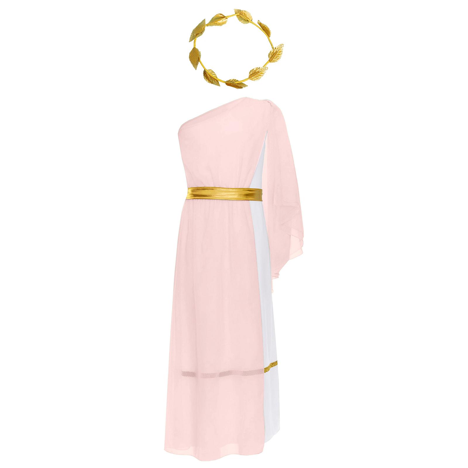 Girls Ancient Greek Princess Costume Single Shoulder Toga Dress Patchwork Flowy Design Waistband Wreath Headband Set 9-10 Years рожевий
Girls Ancient Greek Princess Costume Single Shoulder Toga Dress Patchwork Flowy Design Waistband Wreath Headband Set 9-10 Years рожевий