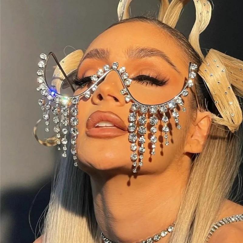 Tassel Rhinestones Glasses Frame Personalized Fashion Lensless Party Facial Accessories gilded
Tassel Rhinestones Glasses Frame Personalized Fashion Lensless Party Facial Accessories gilded