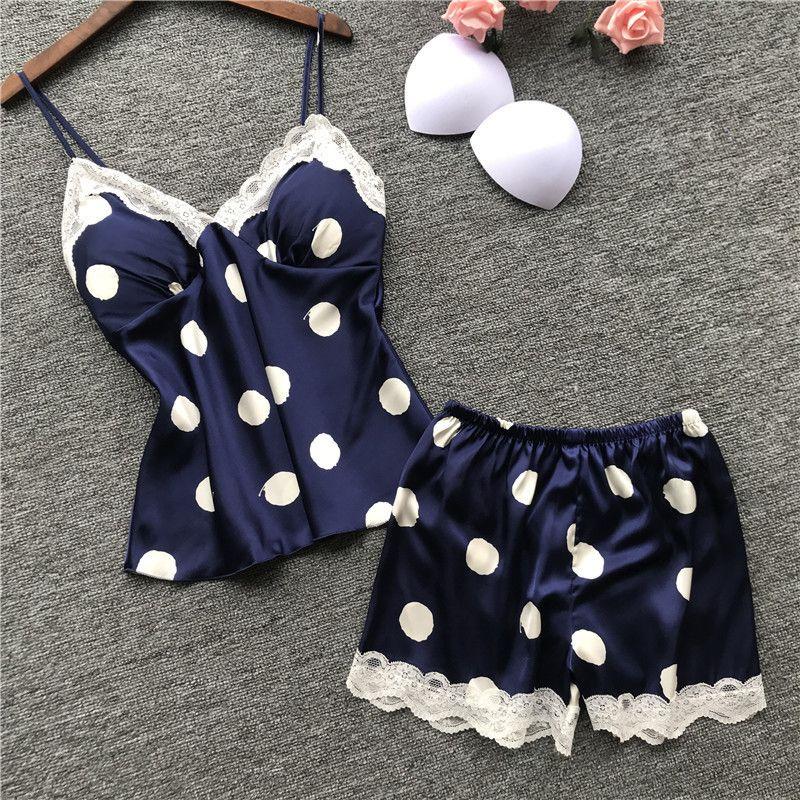 Women s Suspenders Pajamas Set Export Sling Lace Sideband Chest Pad Pajamas Suit Women Dark blue XL
Women s Suspenders Pajamas Set Export Sling Lace Sideband Chest Pad Pajamas Suit Women Dark blue XL