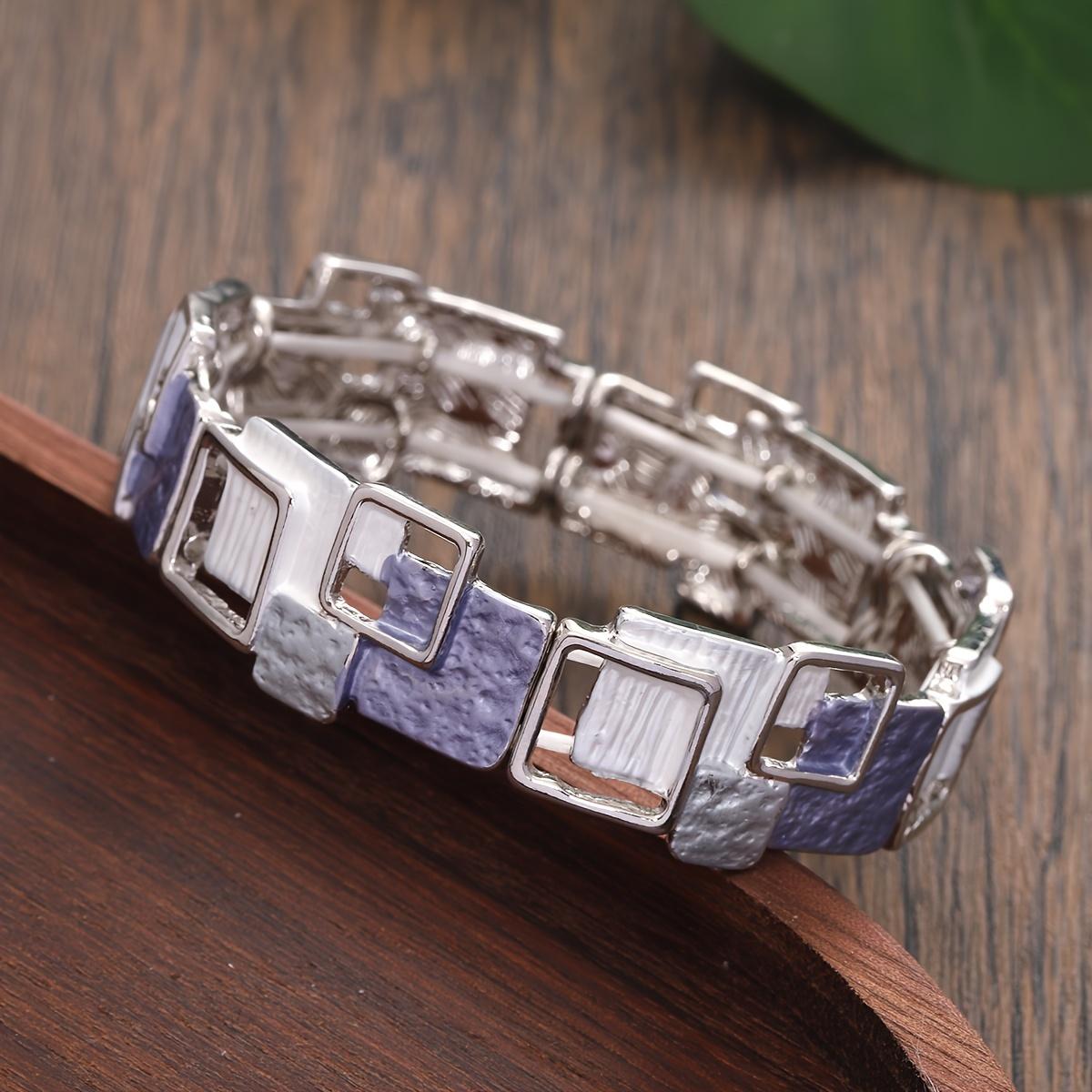 1pc Geometric Square Hollow Purple Bracelet, Zinc Alloy Enamel Punk Style - Elastic Daily Gift for Men Women Valentine s Purple
1pc Geometric Square Hollow Purple Bracelet, Zinc Alloy Enamel Punk Style - Elastic Daily Gift for Men Women Valentine s Purple
