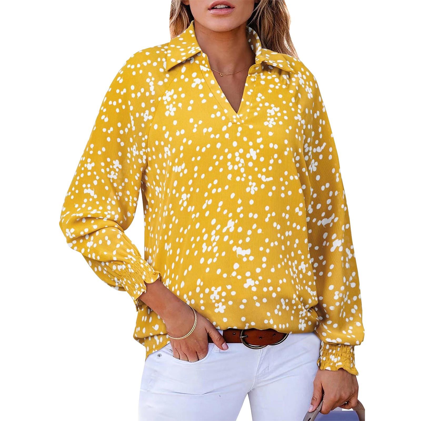 Женские топы с V-образным вырезом, длинными рукавами, принтом в горошек, блузка на завязках S жёлтый
Женские топы с V-образным вырезом, длинными рукавами, принтом в горошек, блузка на завязках S жёлтый