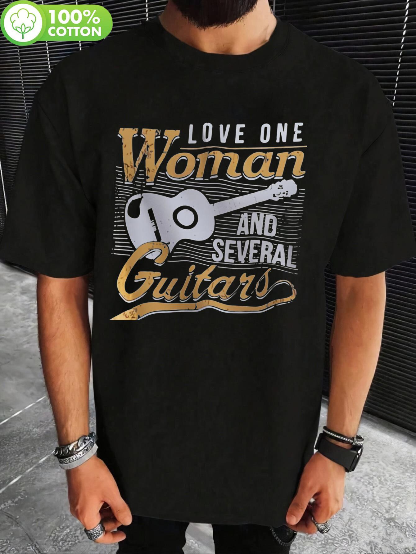 Casual Cotton Guitar Tee - Love One Woman and Several Guitars Graphic Short-Sleeve T-shirt XXXXL
Casual Cotton Guitar Tee - Love One Woman and Several Guitars Graphic Short-Sleeve T-shirt XXXXL