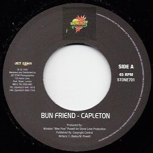 7inch Record CAPLETON / HOLLOWAY - Bun Friend / Maria STONE701 Stone Love Move 2000 UK Reggae, Ska & Dub Used
7inch Record CAPLETON / HOLLOWAY - Bun Friend / Maria STONE701 Stone Love Move 2000 UK Reggae, Ska & Dub Used