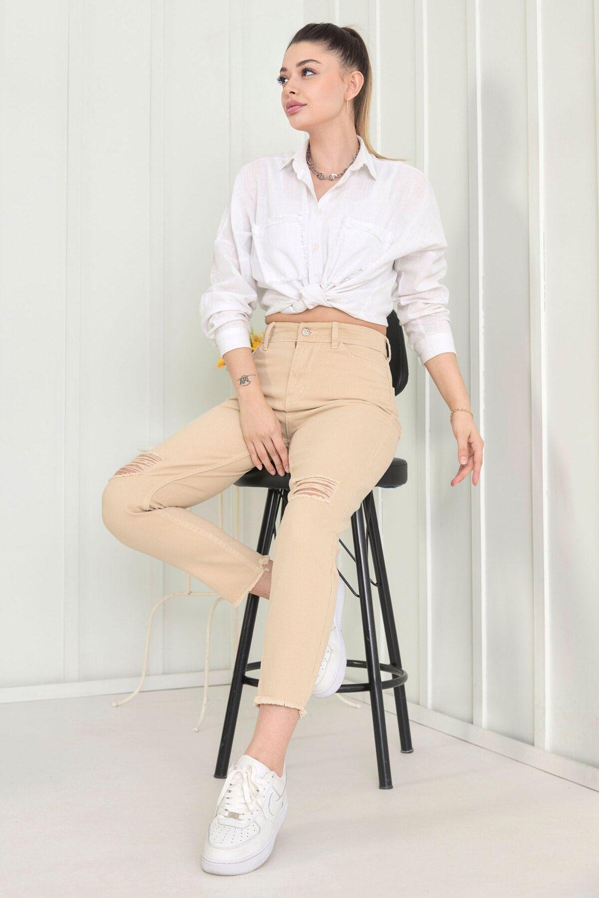 Women s Style Plus Size Pants Straight Medium Beige Gabardine Trousers - 11603 M
Women s Style Plus Size Pants Straight Medium Beige Gabardine Trousers - 11603 M