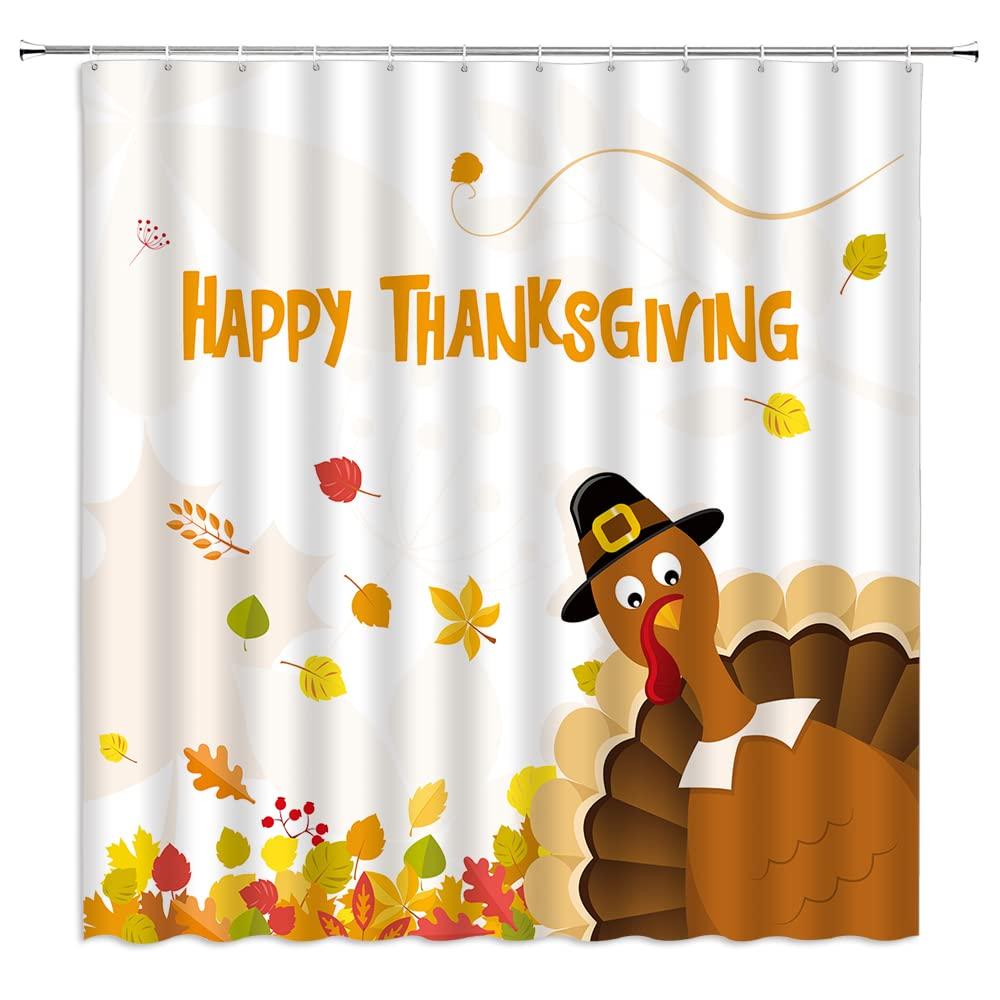Thanksgiving Shower Curtain,Cartoon Turkey And Autumn Leaves Shower Curtain For Bathroom Decor Polyester Waterproof Bath Curtain W60H190(CM)-1 Pcs
Thanksgiving Shower Curtain,Cartoon Turkey And Autumn Leaves Shower Curtain For Bathroom Decor Polyester Waterproof Bath Curtain W60H190(CM)-1 Pcs