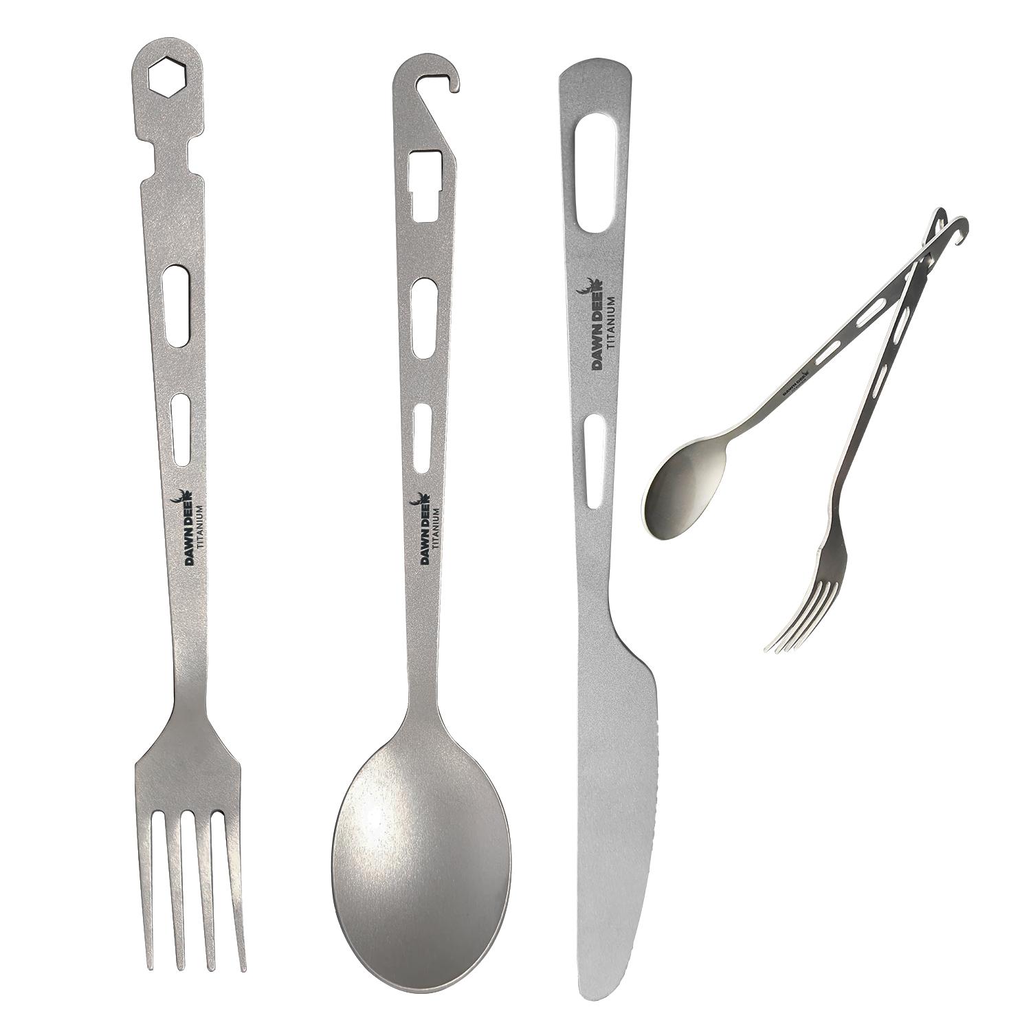 Титановий набір виделка-ложка-ніж - Кемпінгові щипці | Ультралегке спорядження для пішого туризму, Дорожній набір столових приборів, Спорядження для виживання в поході S сірий
Титановий набір виделка-ложка-ніж - Кемпінгові щипці | Ультралегке спорядження для пішого туризму, Дорожній набір столових приборів, Спорядження для виживання в поході S сірий