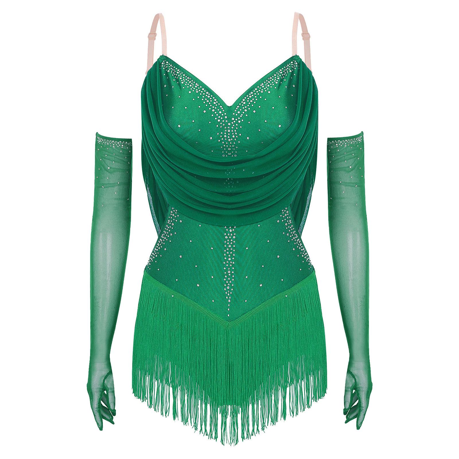 Womens Ruched Mesh Dance Leotard Glittery Rhinestones Adjustable Straps Cutout Fringed Bodysuit S зелений
Womens Ruched Mesh Dance Leotard Glittery Rhinestones Adjustable Straps Cutout Fringed Bodysuit S зелений