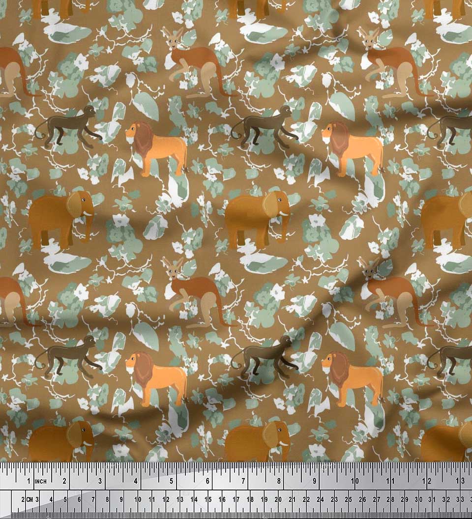 Японська креп-атласна тканина Soimoi Кенгуру, слон і лев з принтом у вигляді тварин 1 метр 42 дюйма 42 Inch Wide - Poly Crepe коричневий
Японська креп-атласна тканина Soimoi Кенгуру, слон і лев з принтом у вигляді тварин 1 метр 42 дюйма 42 Inch Wide - Poly Crepe коричневий