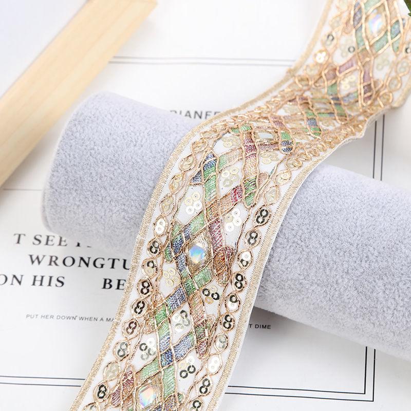 10 Yards Ethnic Style Embroidery Lace Accessories Clothing Shoes and Hats Bag Curtain DIY Decorative Webbing Gold Thread Sequins 4.4cm width
10 Yards Ethnic Style Embroidery Lace Accessories Clothing Shoes and Hats Bag Curtain DIY Decorative Webbing Gold Thread Sequins 4.4cm width