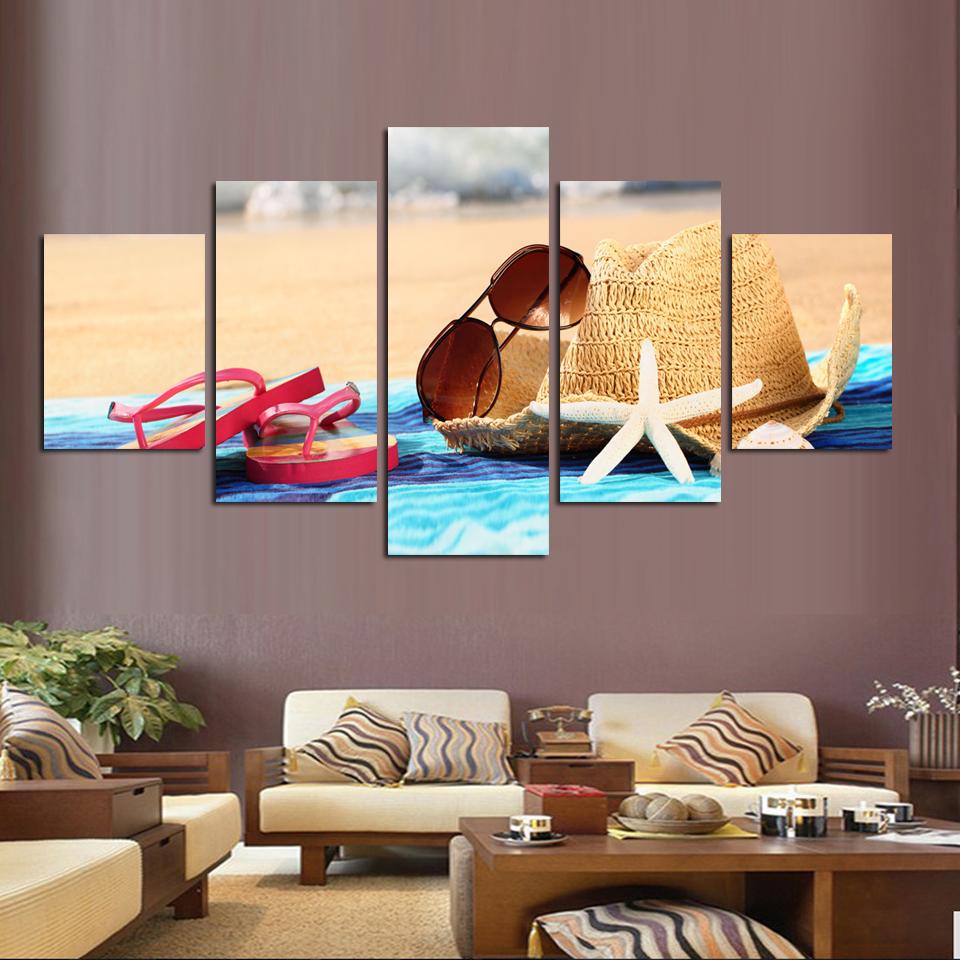 5 Panels Wall Art Canvas Painting Beach Sun Hat and Sunglasses Slippers Clean Print as the Living Room to Decorate Artistic Gift 20X35 20X45 20X55CM
5 Panels Wall Art Canvas Painting Beach Sun Hat and Sunglasses Slippers Clean Print as the Living Room to Decorate Artistic Gift 20X35 20X45 20X55CM