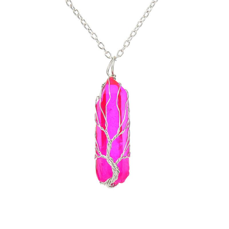 Silver Hand-Wound Colorful Crystal Stone Necklace, Crystal Pillar Tree Of Life Necklace N524 Pure natural
Silver Hand-Wound Colorful Crystal Stone Necklace, Crystal Pillar Tree Of Life Necklace N524 Pure natural