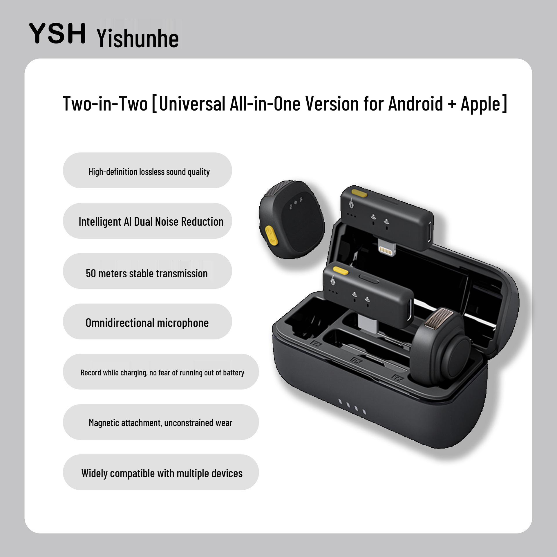 Wireless Lavalier Microphone for AI Noise Reduction, Camera, Mobile, Live Streaming, and Recording
Wireless Lavalier Microphone for AI Noise Reduction, Camera, Mobile, Live Streaming, and Recording