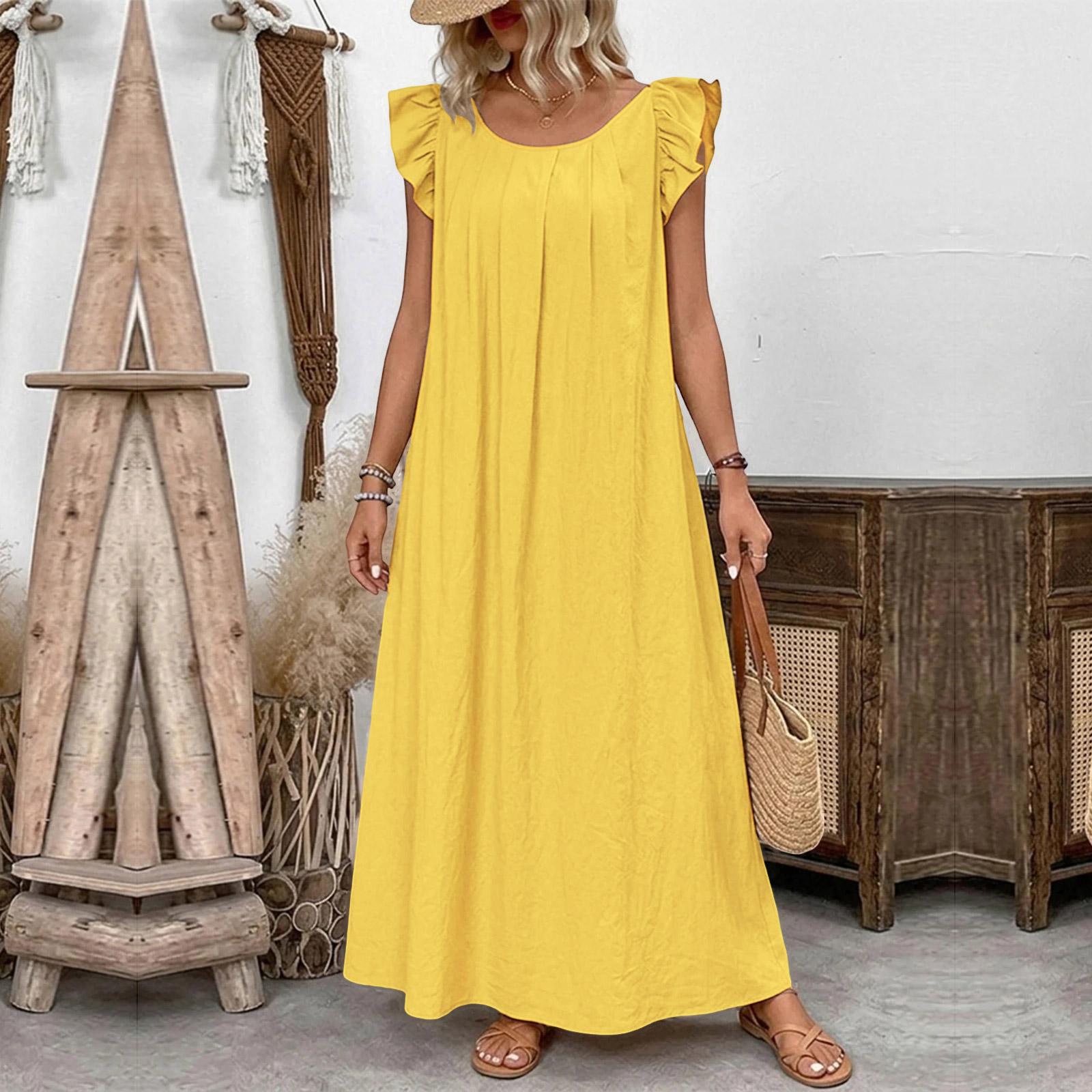 Women’s Fashionable Casual -Colour Pleated Long Dress With Cap Sleeves XL жовтий
Women’s Fashionable Casual -Colour Pleated Long Dress With Cap Sleeves XL жовтий