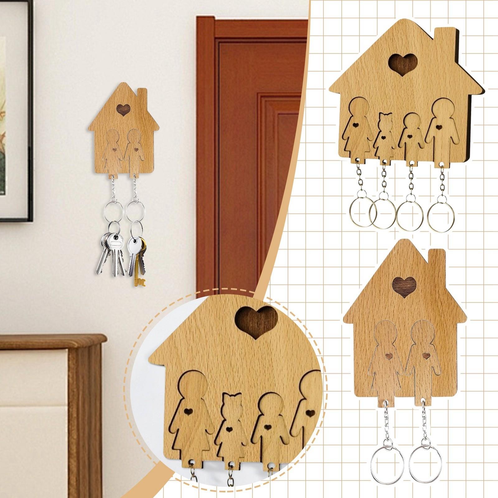 Wooden Key Holder, Couple Home Wall Hanging, Home Keychain Set With 2/4 Key Rings - Keychain - Wall Mounted - Decoration
Wooden Key Holder, Couple Home Wall Hanging, Home Keychain Set With 2/4 Key Rings - Keychain - Wall Mounted - Decoration