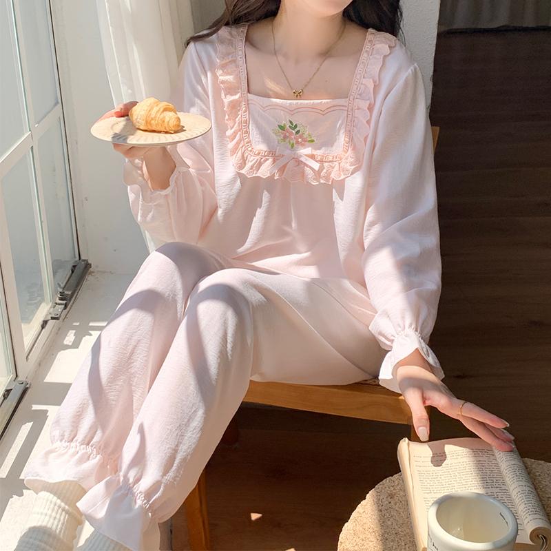 Pajama Sets Women Long Sleeve Pink Bow Autumn Sweet Sleepwear Princess Soft Comfortable Loungewear Tender Girlish Cozy Homewear L 50-60kg
Pajama Sets Women Long Sleeve Pink Bow Autumn Sweet Sleepwear Princess Soft Comfortable Loungewear Tender Girlish Cozy Homewear L 50-60kg