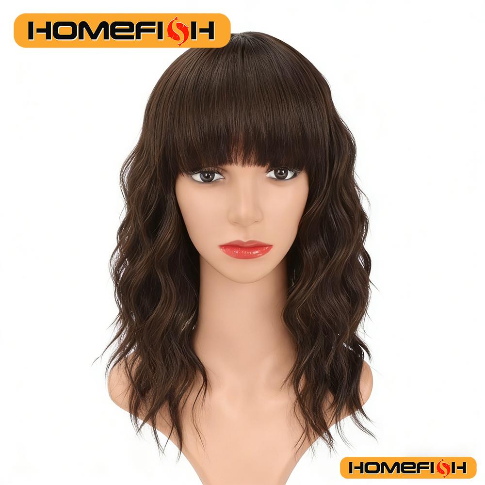 Natural Brown Wavy Bob Wig - Synthetic Curls with Bangs, Versatile Daily Hairstyle for Women 1pc коричневий
Natural Brown Wavy Bob Wig - Synthetic Curls with Bangs, Versatile Daily Hairstyle for Women 1pc коричневий