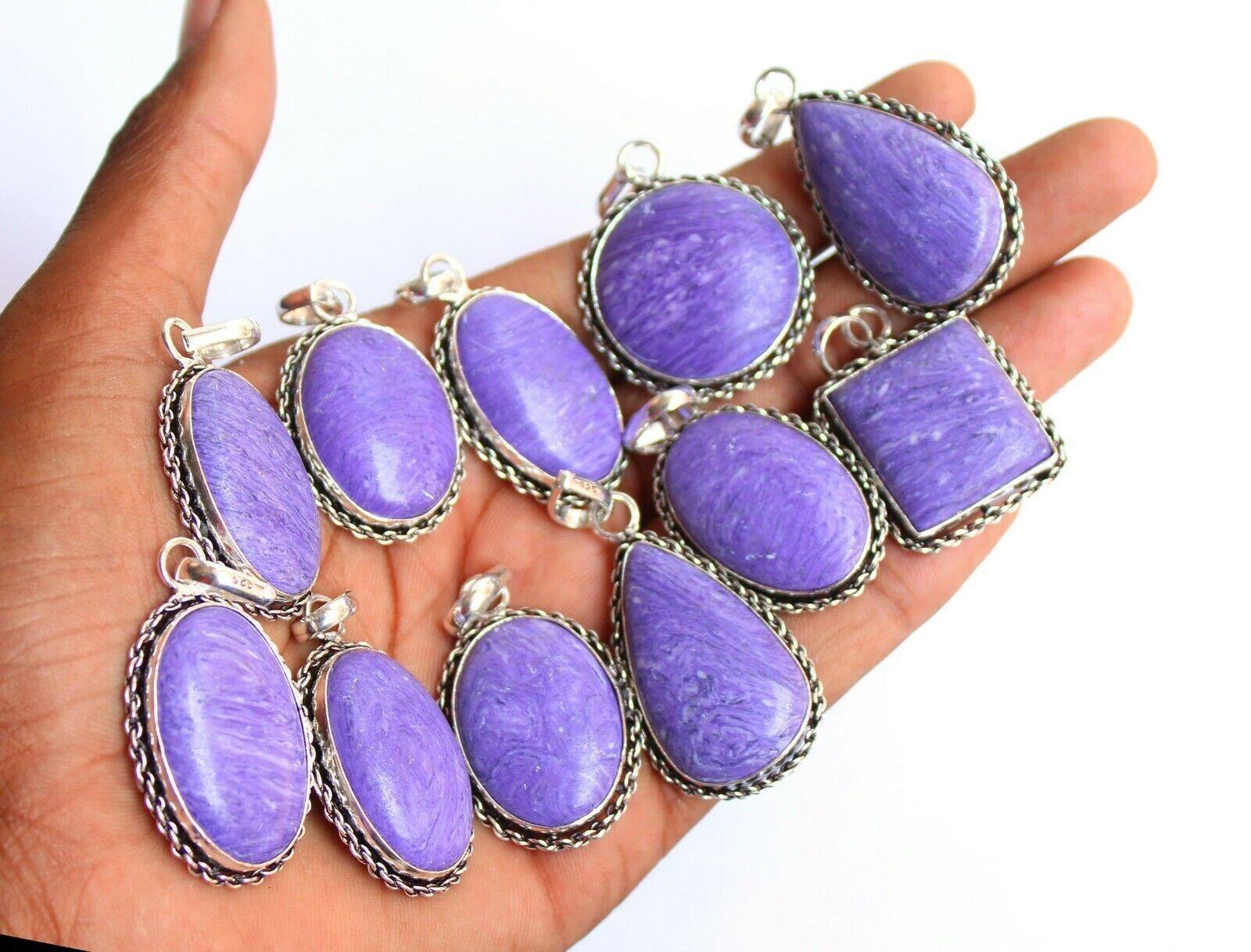 Драгоценный камень чарорит, оптовая продажа, лот из стерлингового серебра 925 пробы, кулон с покрытием для женщин, подарок, 5 шт.
Драгоценный камень чарорит, оптовая продажа, лот из стерлингового серебра 925 пробы, кулон с покрытием для женщин, подарок, 5 шт.