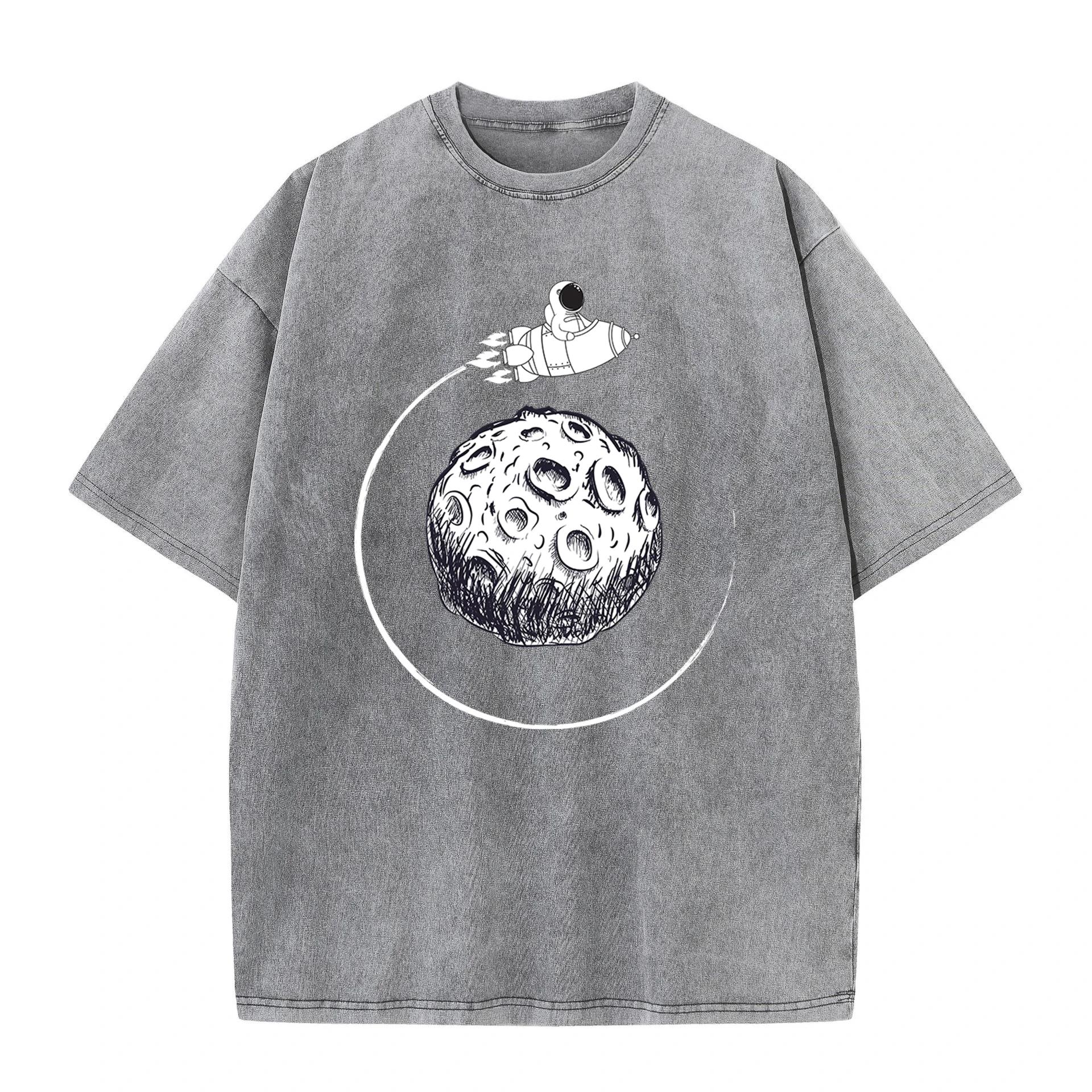 Космический корабль астронавт печать женские стираные короткие футболки хип-хоп дышащая футболка уличная летняя одежда модные топы 3XL