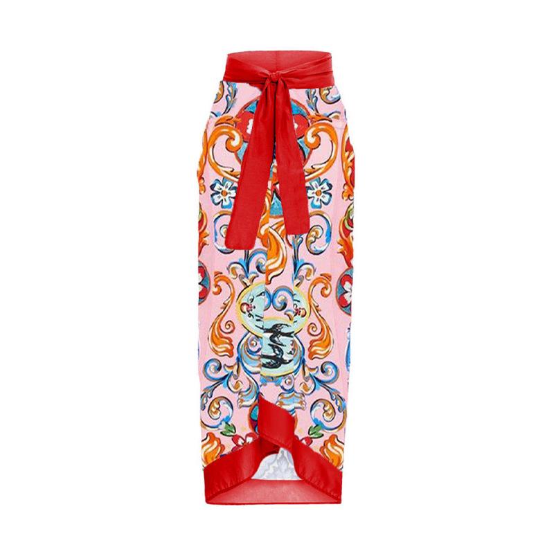 European & American Holiday Print Tie-Up Beach Dress - Women s One-piece Skirt Style One Size червоний
European & American Holiday Print Tie-Up Beach Dress - Women s One-piece Skirt Style One Size червоний