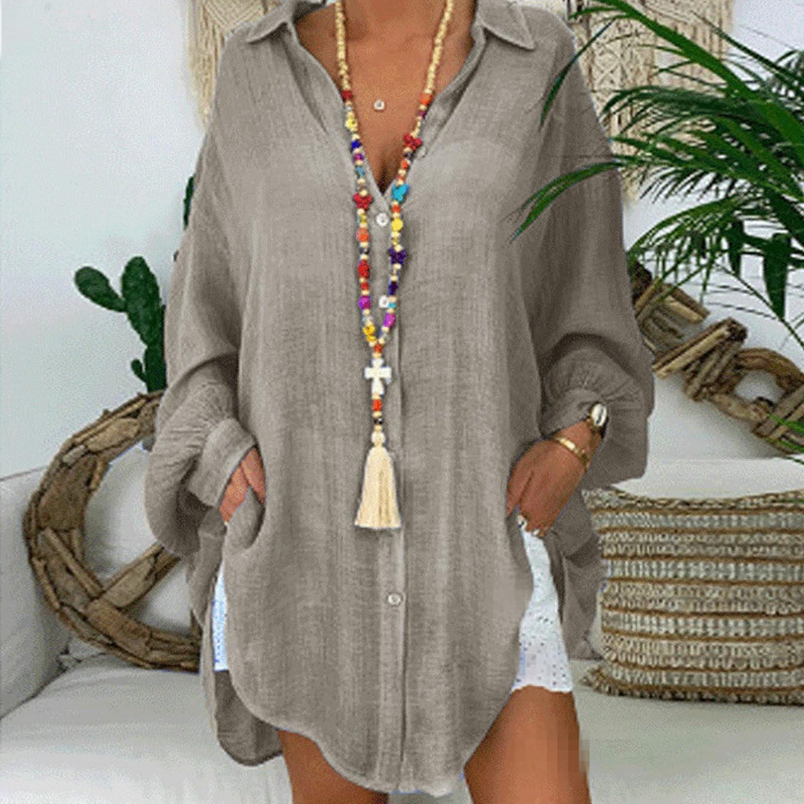 Women S Solid Color Cotton Linen Button Up Long Sleeve Loose Casual Shirt Blouse Top Cardigan Outfits 5XL сірий
Women S Solid Color Cotton Linen Button Up Long Sleeve Loose Casual Shirt Blouse Top Cardigan Outfits 5XL сірий