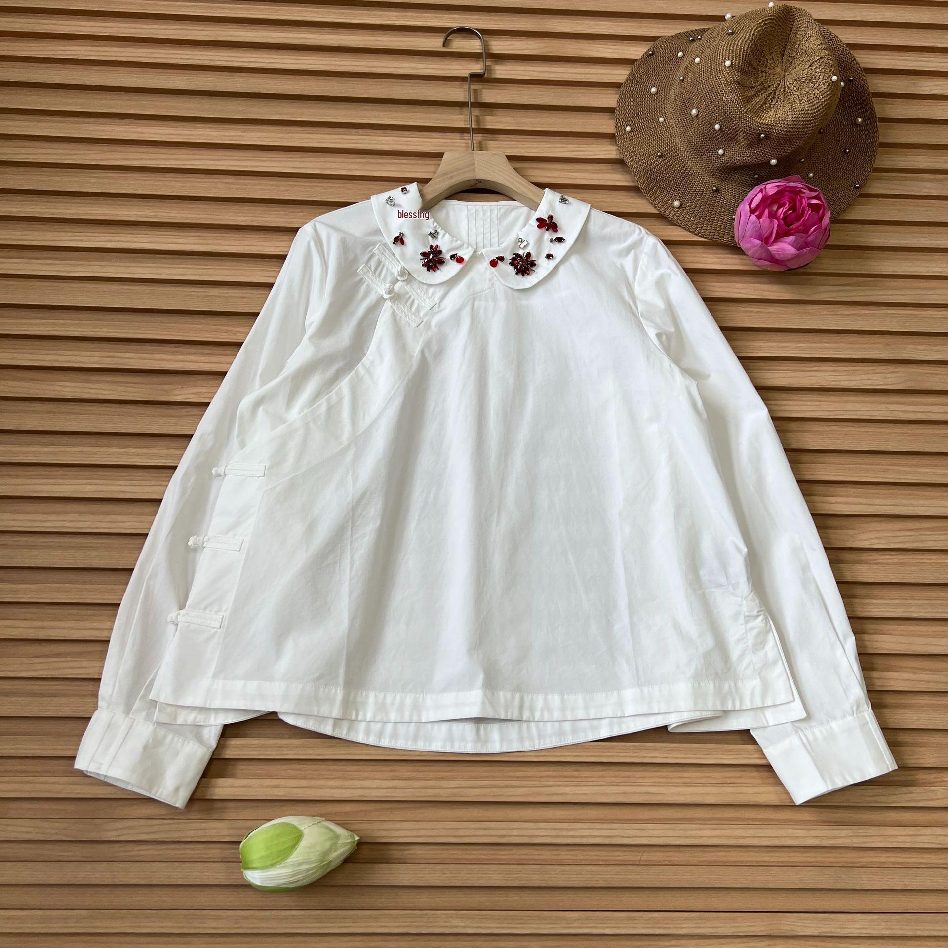 Spring 2023 Cotton Shirt with Doll Collar and 3D Floral Beading, New Chinese Style, Sizes S-XL, No Returns/Exchanges S белый
Spring 2023 Cotton Shirt with Doll Collar and 3D Floral Beading, New Chinese Style, Sizes S-XL, No Returns/Exchanges S белый