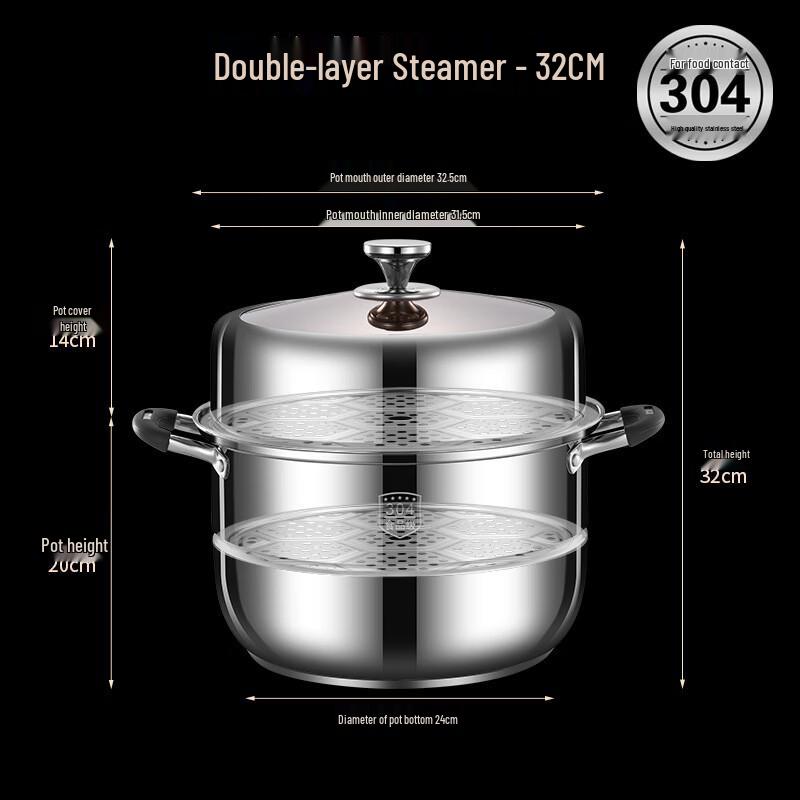 304 Stainless Steel Double-Layer Steamer Pot
304 Stainless Steel Double-Layer Steamer Pot