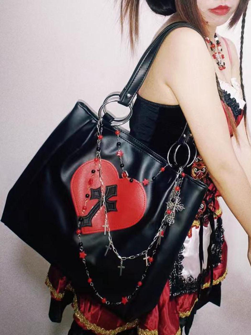 JIAERDI Y2k Grunge The Tote Bag Women Gothic Cross Pu Leather Chain Large Capacity Handbags Ladies Vintage Black Shoulder Bag
JIAERDI Y2k Grunge The Tote Bag Women Gothic Cross Pu Leather Chain Large Capacity Handbags Ladies Vintage Black Shoulder Bag