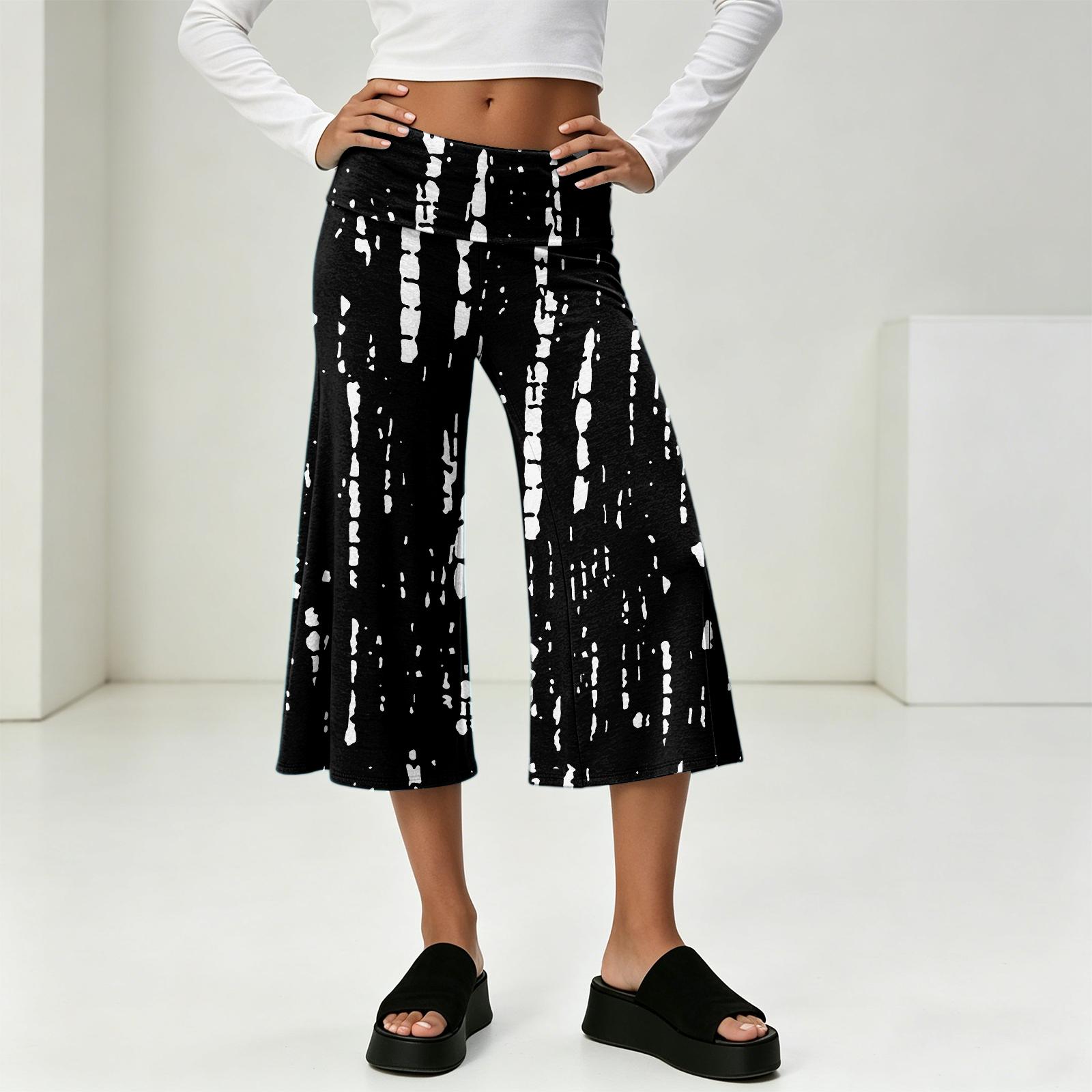 Women High Waist Wide Leg Capri Pants Casual Summer Vacation Comfortable Loose Fit Cropped Trousers with Elastic Waistband S
Women High Waist Wide Leg Capri Pants Casual Summer Vacation Comfortable Loose Fit Cropped Trousers with Elastic Waistband S