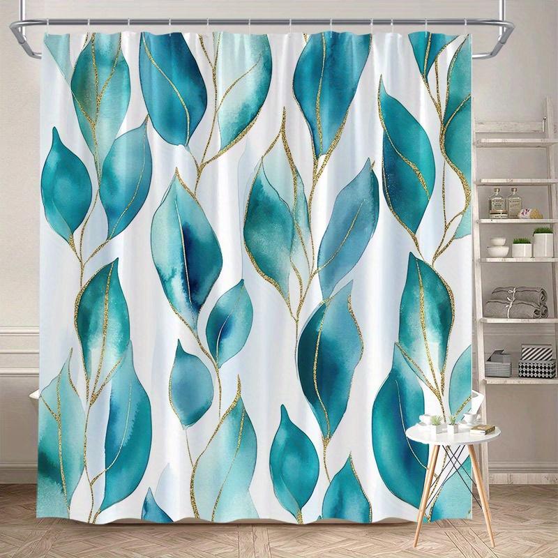 Watercolor Leaf Shower Curtain – Teal Leaves With Gold Line Art, White Background, 2D Flat Print, Polyester, 70.8 X70.8 Inch W60H190(CM)-1 Pcs
Watercolor Leaf Shower Curtain – Teal Leaves With Gold Line Art, White Background, 2D Flat Print, Polyester, 70.8 X70.8 Inch W60H190(CM)-1 Pcs