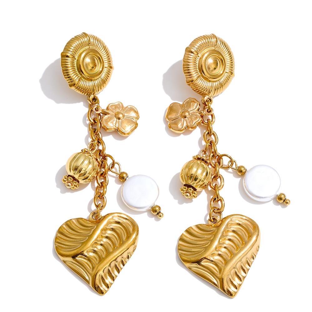 Yhpup Stainless Steel Flower Heart Drop Charm Pendant Dangle Earrings for Women Handmade Popular Metal PVD Plated Modern Jewelry
Yhpup Stainless Steel Flower Heart Drop Charm Pendant Dangle Earrings for Women Handmade Popular Metal PVD Plated Modern Jewelry